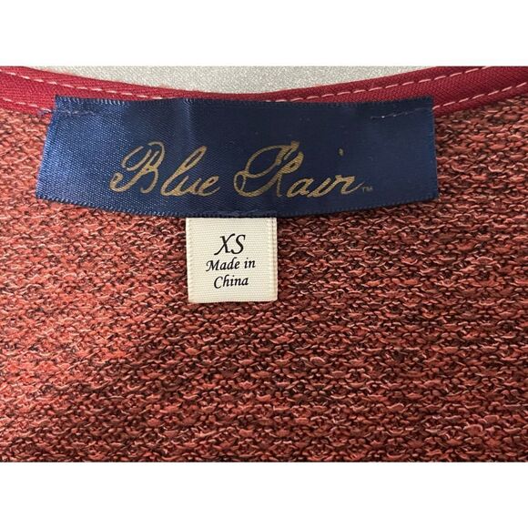 BLUE RAIN FAUX WRAP PULLOVER MARLED KNIT SWEATER XS - Picture 2 of 6